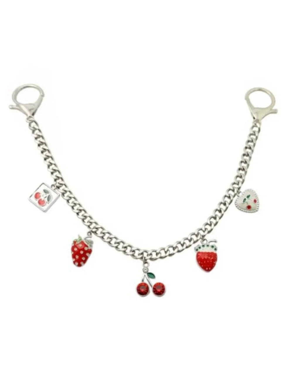Cherry Charms Keychain for Purse Bag Charm Chain Accessory for Women (12in)